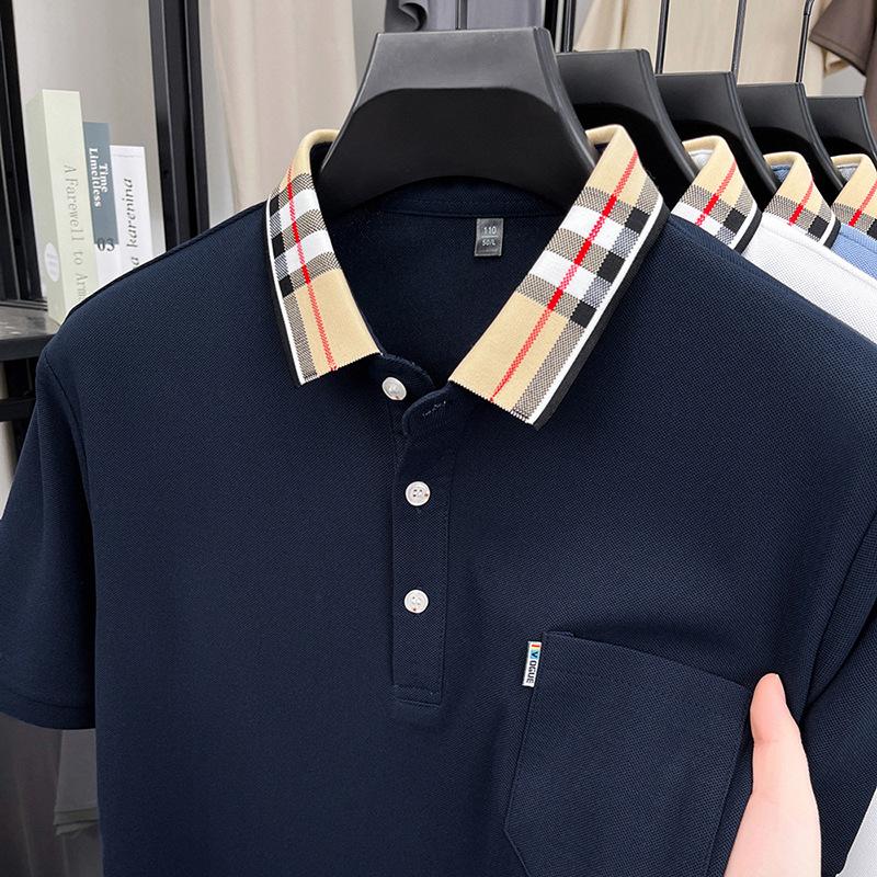 Casual And Comfortable Trendy Short-Sleeved Lapel-Neck Men'S Polo Shirt Splicing Lapel-Neck T-Shirt
