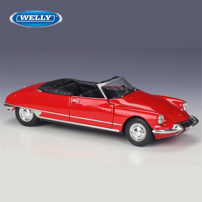 Welly 1/24 Citroen DS19 Cabriolet Alloy Luxy Car Model Diecast Metal Classic Retro Car Sports Vehicle Model Simulation Kids Gift
