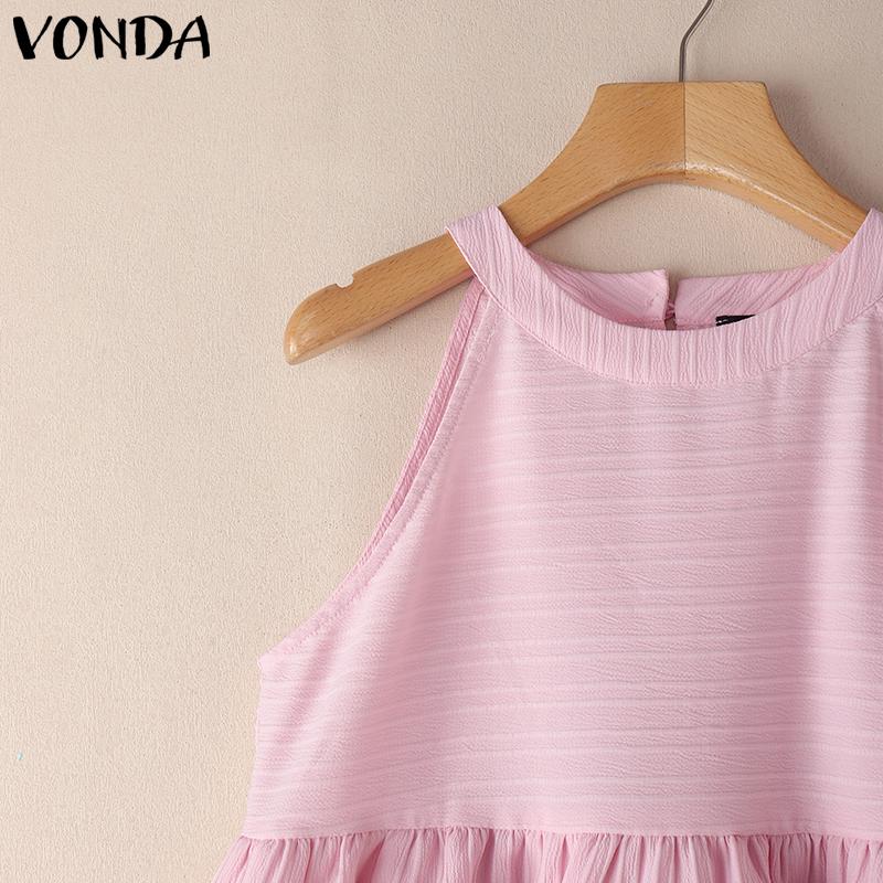 VONDA 2PCS Women Sets Sleeveless Ruffled Tanks and Elastic Waist Shorts Texture Outfits