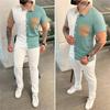 Set Sportivo Casual da Uomo a Blocchi di Colore Primavera & Autunno 2023 a Maniche Corte e Pantaloni.
