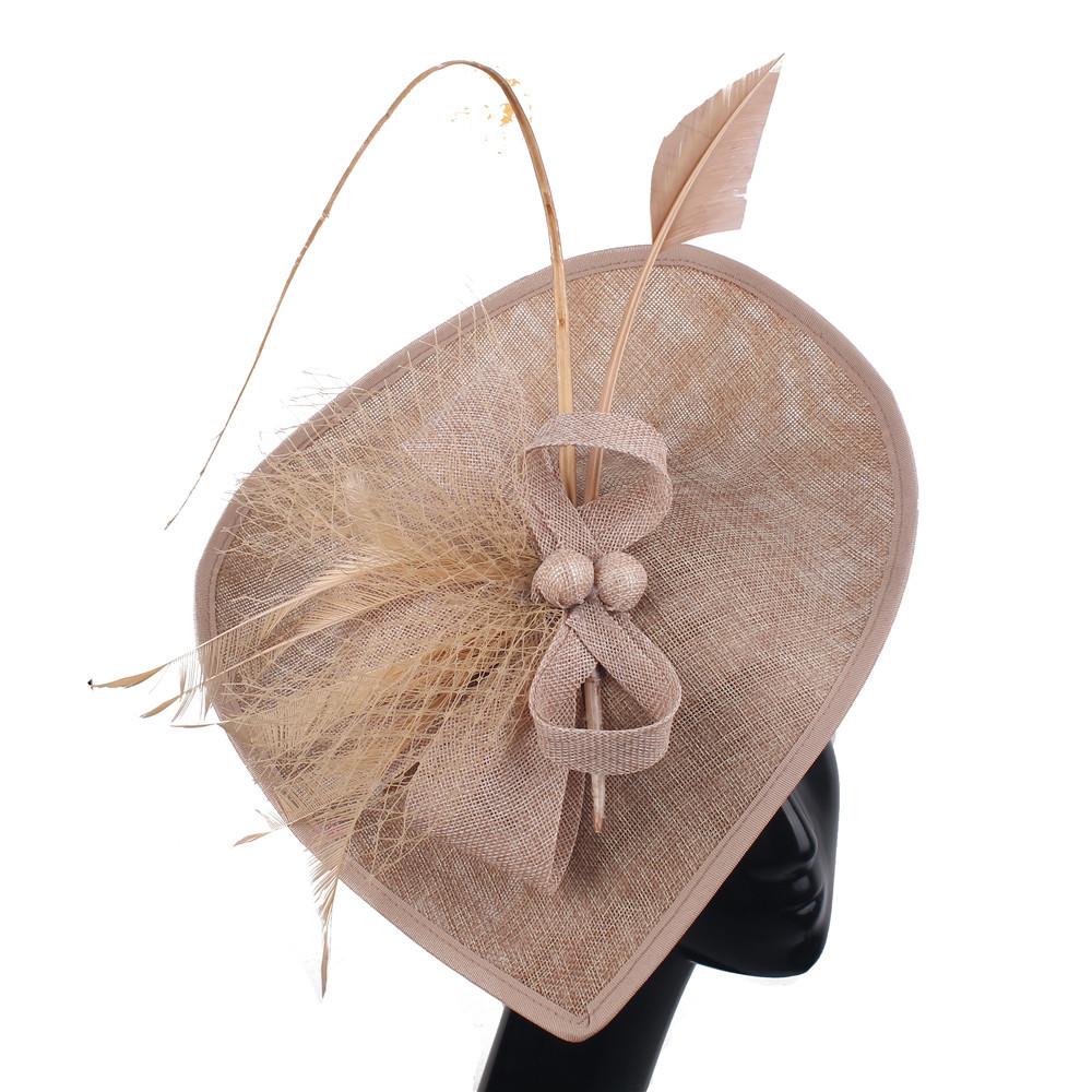 Popular European And American Hemp Yarn Headgear Bridal Hair Accessories Banquet Photo Gift Hat Feather Headgear