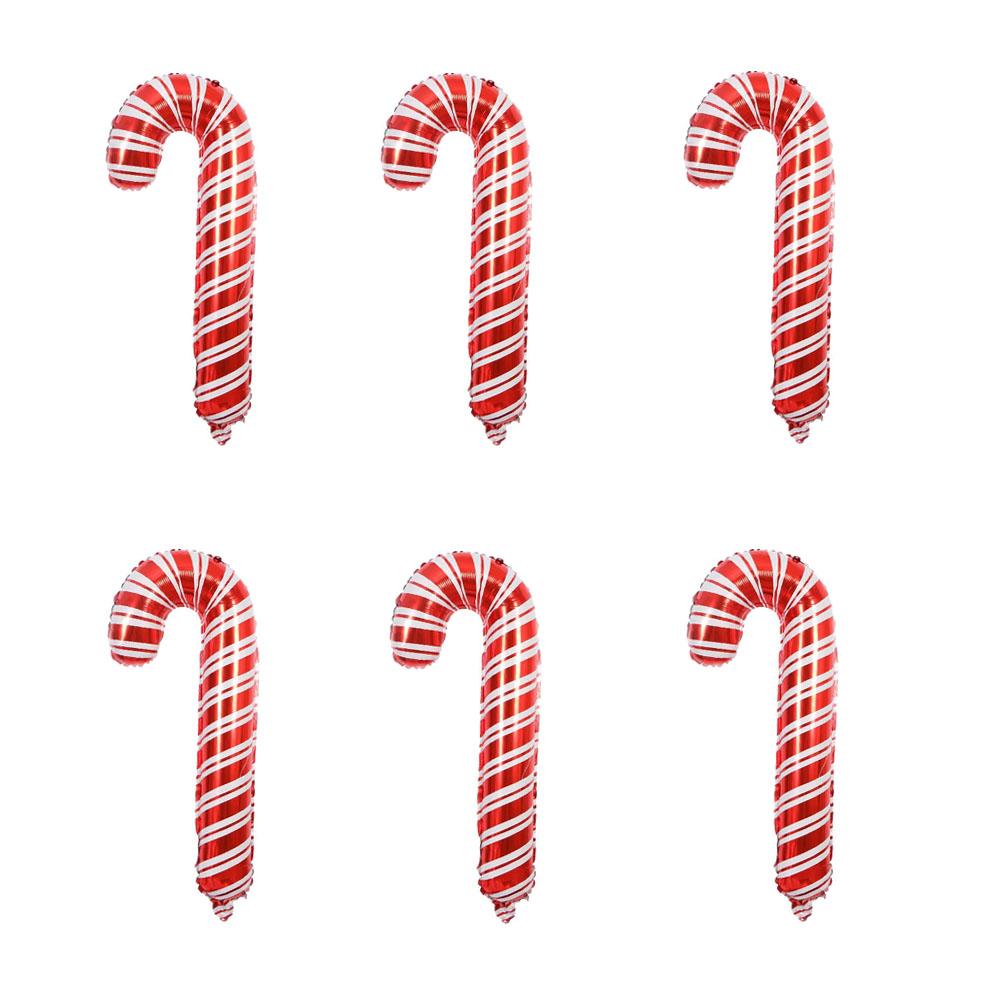 6pcs Christmas Party Candy Cane Foil Balloons Large Size Mini Balloon Christmas Candy Ballon Decoration New Year Xmas Home Decor