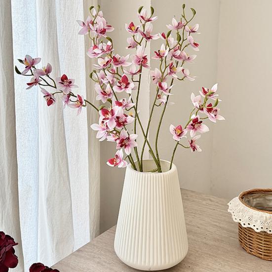 Sztuczny Kwiat Frezji 29.5 Cala Realistyczny Sztuczny Kwiat Storczyka Realistyczny w Dotyku Sztuczne Gałązki Phalaenopsis na Wesele Imprezę Wystrój Domu