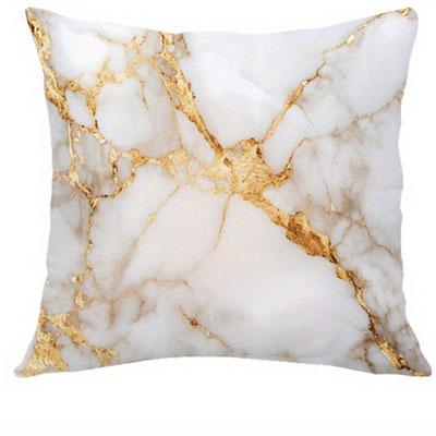 Marble Texture Throw Pillow Covers With Gold Accents - Modern Home Decor For Sofa, Couch Peach skin 18*18(CM)-1Pcs
