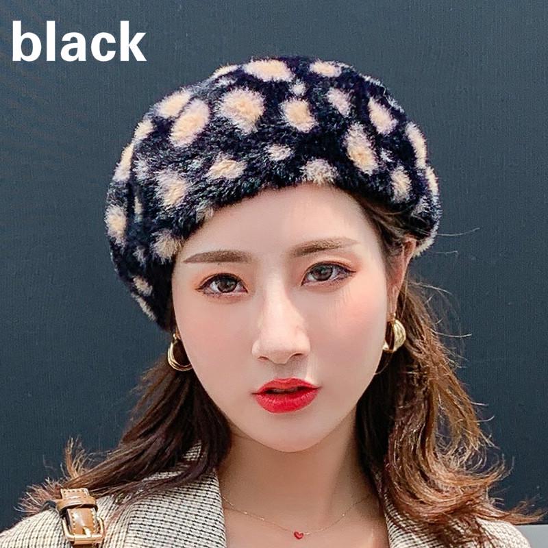 Autumn and Winter Leopard Print Beret Woman Fashion Wild Art Painter Hat Spotted Plush Hats