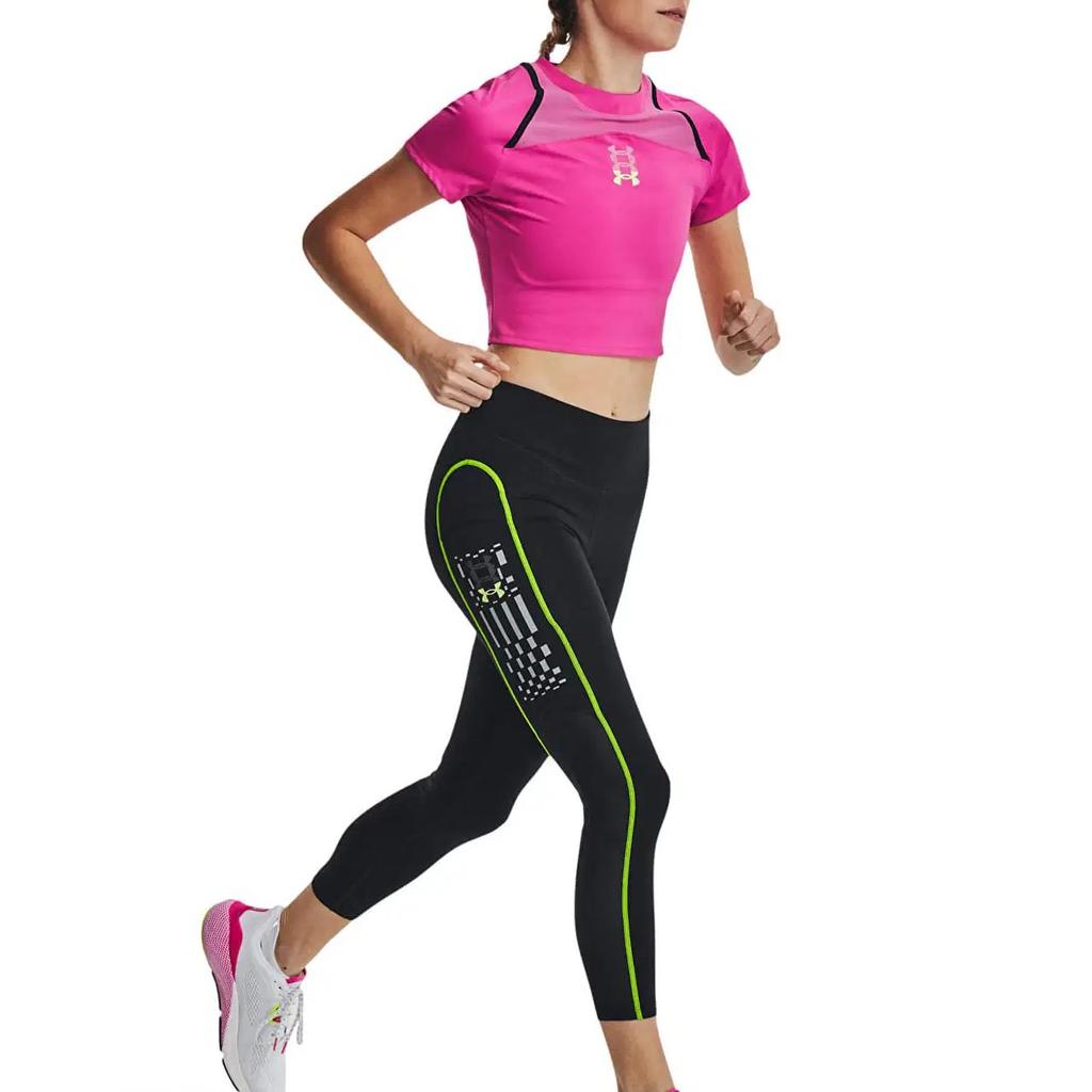 Under Armour Anywhere Crop Tops Women's Rebel Pink Crew Neck Moderate 1376816-652