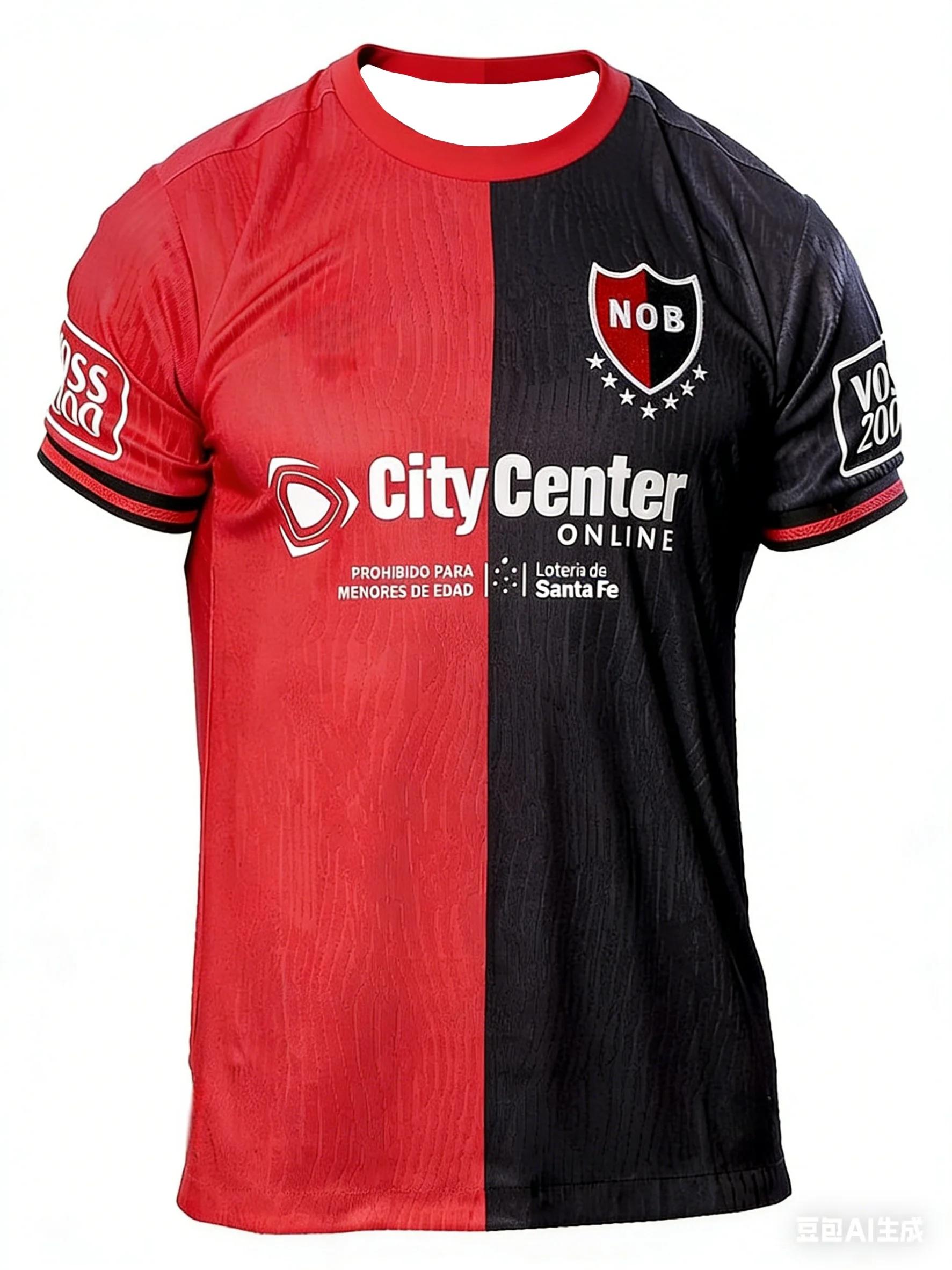 Ins Super Hot A-League Surrounding Newell Old Boys Red Black Splicing Home Sports Shirt Breathable S