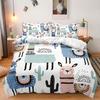 Alpaca Duvet Cover Botanical Bedding Set Double Size Quilt Cover 3D Microfibre Comforter Cover With Zipper And Pillowcases 2 Pcs