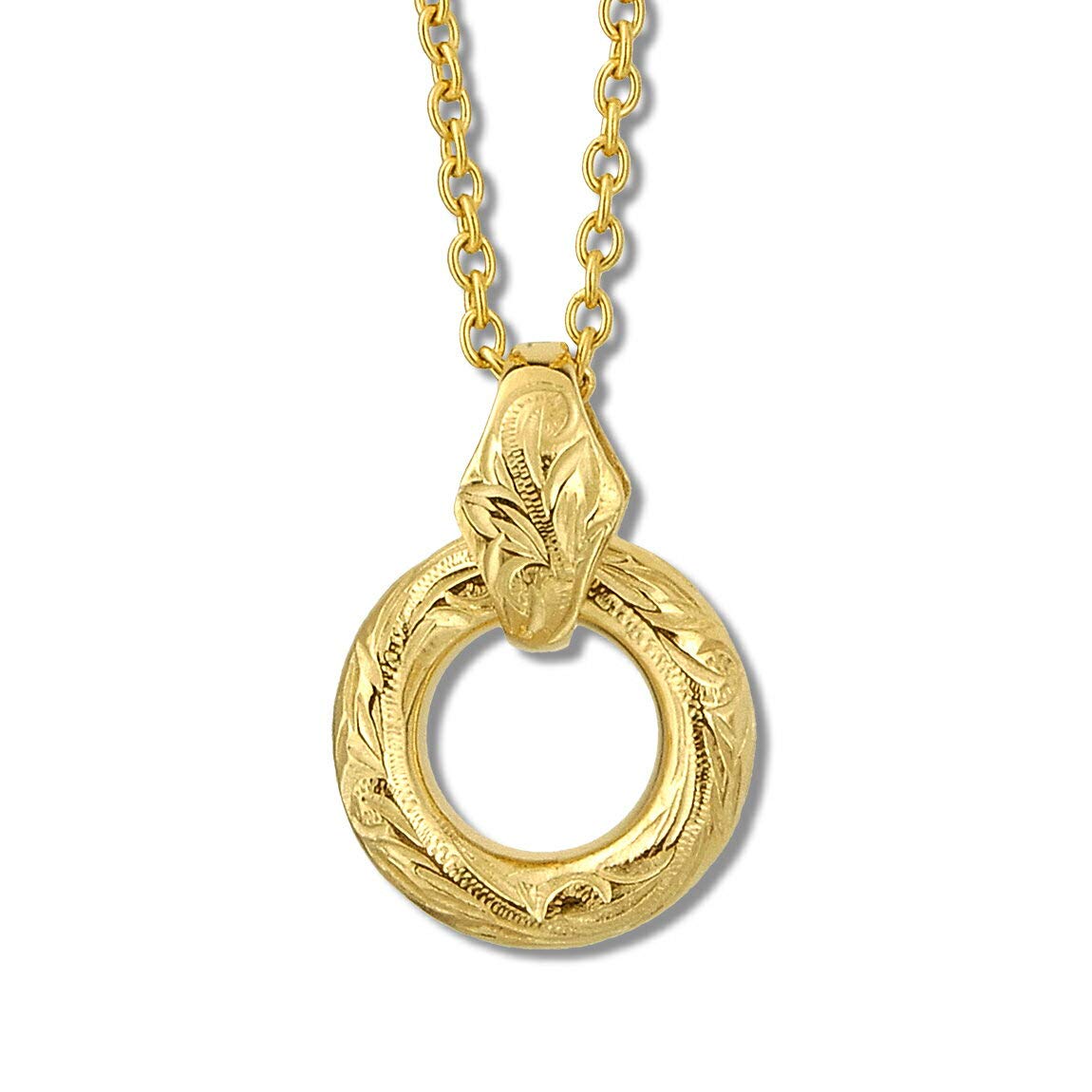 

Aloha Lokahi Hawaiian Jewelry Necklace, Surgical Stainless Steel, Scroll Ring, with Yellow Gold Azuki Chain (2mm Stainless Steel, 50cm)