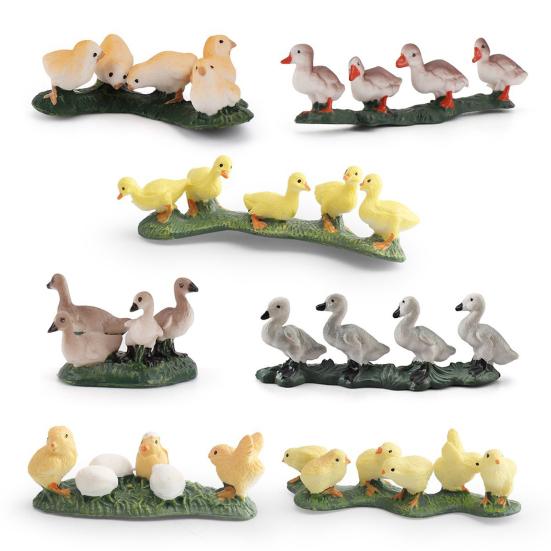 Simulation Poultry Model Realistic Chick Duck Goose Figurine Miniature Farm Animal Educational Toy Home Office Decoration Ornament