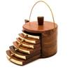 Untersetzer in Kesselform aus Holz für Teetassen, Kaffeetassen, Bierdosen, Trinkgläser oder Wassergläser, 6er-Set, Untersetzer mit eingebettetem Messingdesign