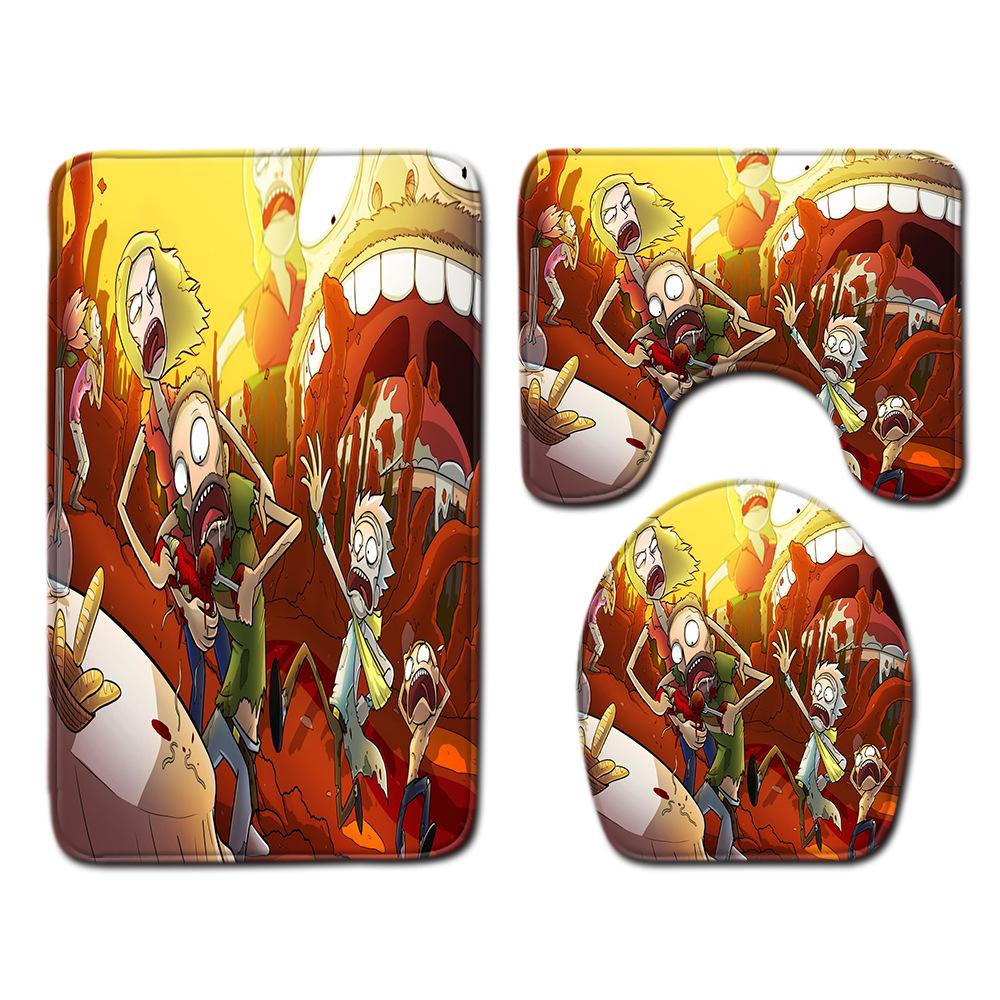 Animation Bathroom Floor Mat Three-Piece Bathroom Carpet Toilet Mat Set Door Mat Bathroom Non-Slip Mat