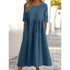 Women's Retro Cotton Linen Linen Patchwork Pleated Mid Sleeve Dress
