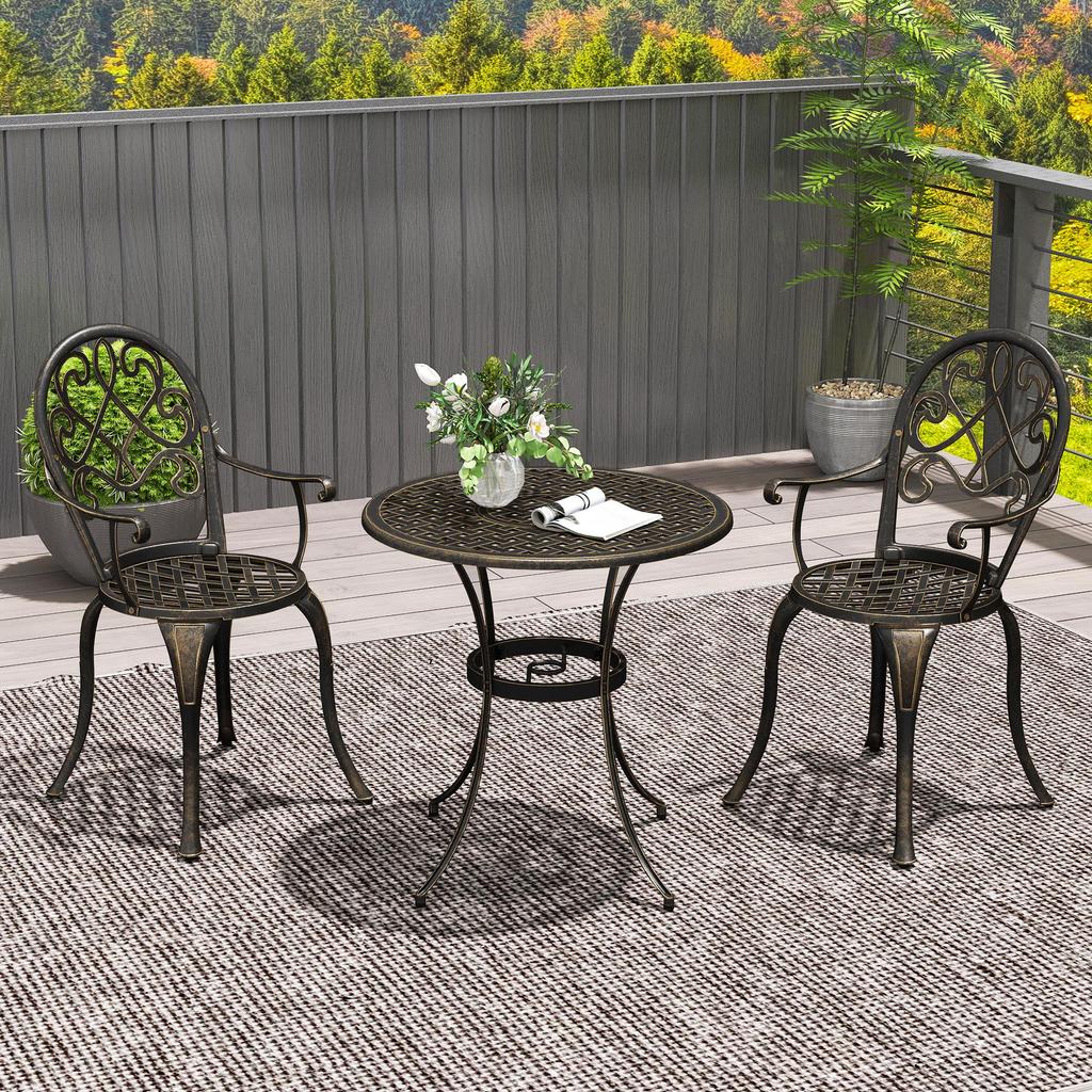 Three-Piece Elegant Aluminium Garden Set - Bronze Tone