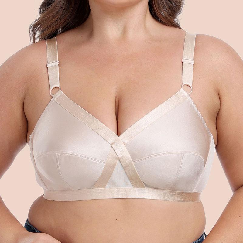 European and American Satin Ultra-thin Large Size Bra Full Cup French Style Without Steel Ring Underwear