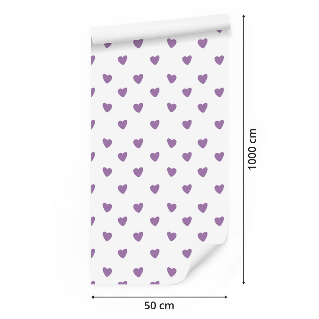 Heart Wallpaper White, Purple, Light Gray and Lavender 50x1000