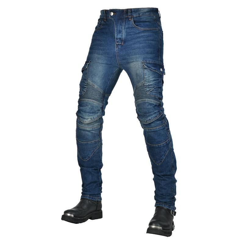 Mens Motorcycle Riding Pants With Integrated Protection Pads All-Season Stretch Cotton Biker Trousers Street Track Use