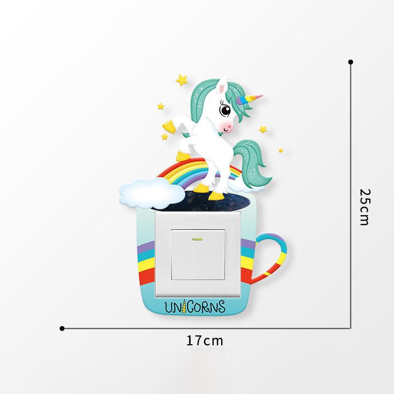 

Unicorn Switch Sticker 3D Cartoon Kids Room Decor luminous Stickers Switch Cover Wall Light Unicorn Socket Stickers Decoration for 86 switch