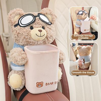 1pc Cute Car Tissue Holder & Trash Can 2-In-1, Originality Car Storage Organizer, Car Armrest Storage for Car Interior Additions