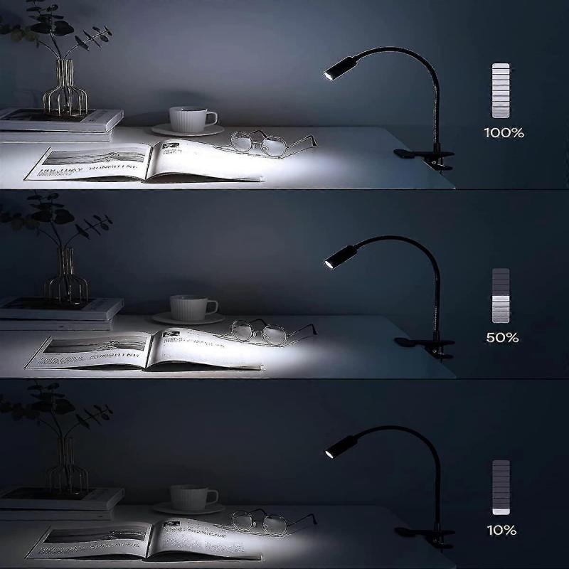 Clip On Light, Dimmable Aluminum Reading Lamp, Eye Protection Book Clamp Lamp, Clip On Lamp Compatible Desk Bedside Bed Headboard Or Deep Focus, Flexi