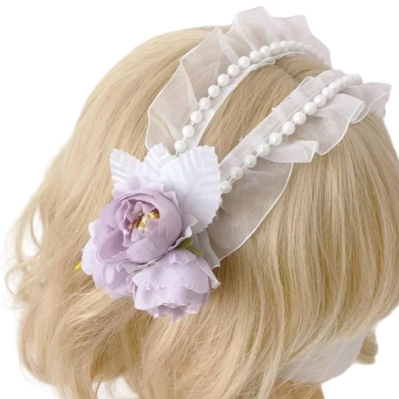 Cute Hair Accessory Hairband Lace Flower Hairpieces Hairpieces Elegant Cosplay Headbands for Parties and Weddings