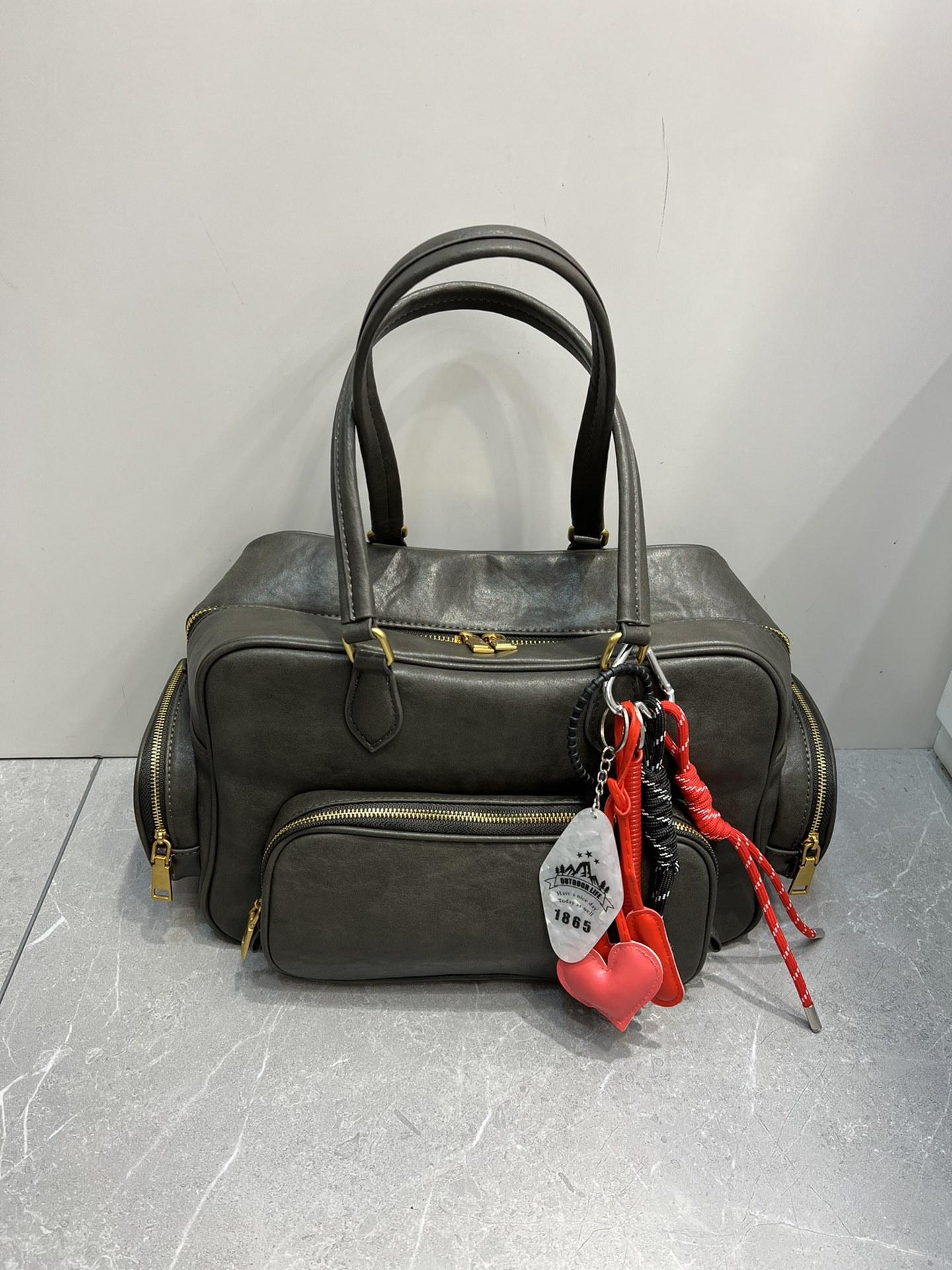 

Сумка-тоут из коровьей кожи растительного дубления, большая вместительная сумка для женщин и новый товар, сумка через плечо под мышкой, сумка Boston 31x16x20cm серый