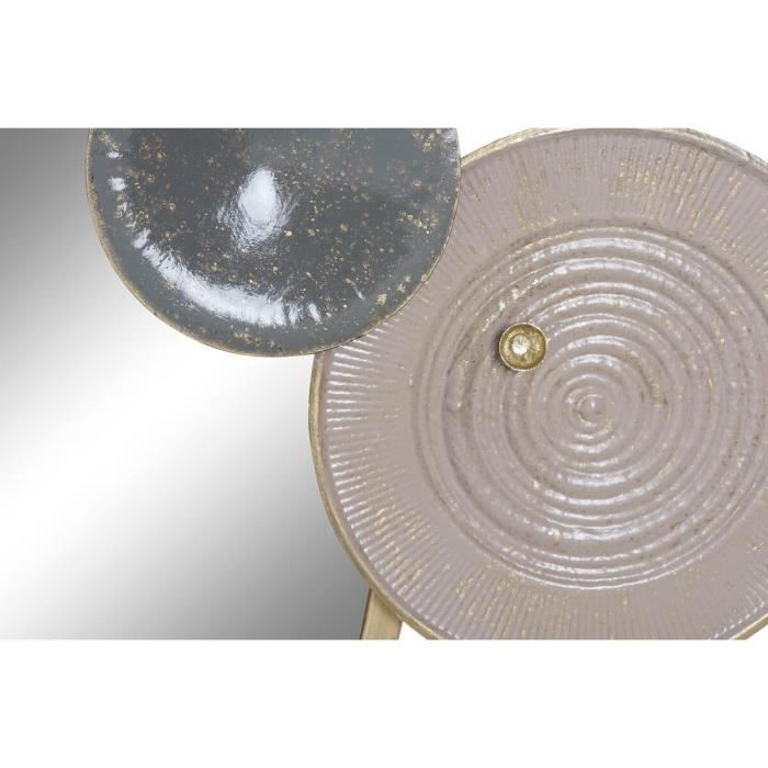 Décoration Murale - Métal - Moderne - Miroir Gris Doré - Cercles - 96,5 X 7 X 59 Cm