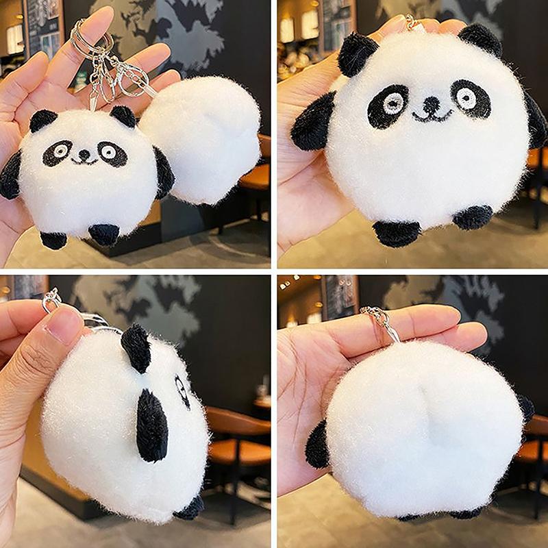 Cute Chubby Plush Panda Keychain Pendant Plush Doll Bag Pendant Simple Fashion Pp Cotton Key Ring Bag School Bag Accessories