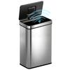Sensor Prullenbak, 60 L, Soft-Close Deksel, Automatische Roestvrijstalen Keukenprullenbak, Zilver
