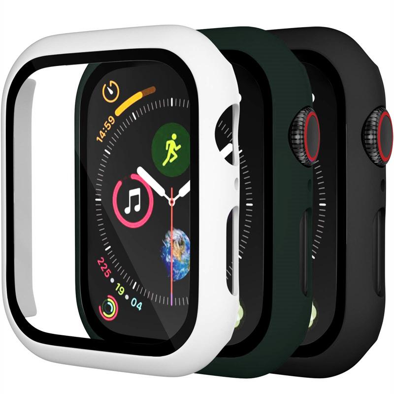 3PCS Tempered Glass+cover For Apple Watch Accessories 45mm 41mm 44mm 40mm Screen Protector Apple watch Case serie 9 4 5 6 SE 7 8 7