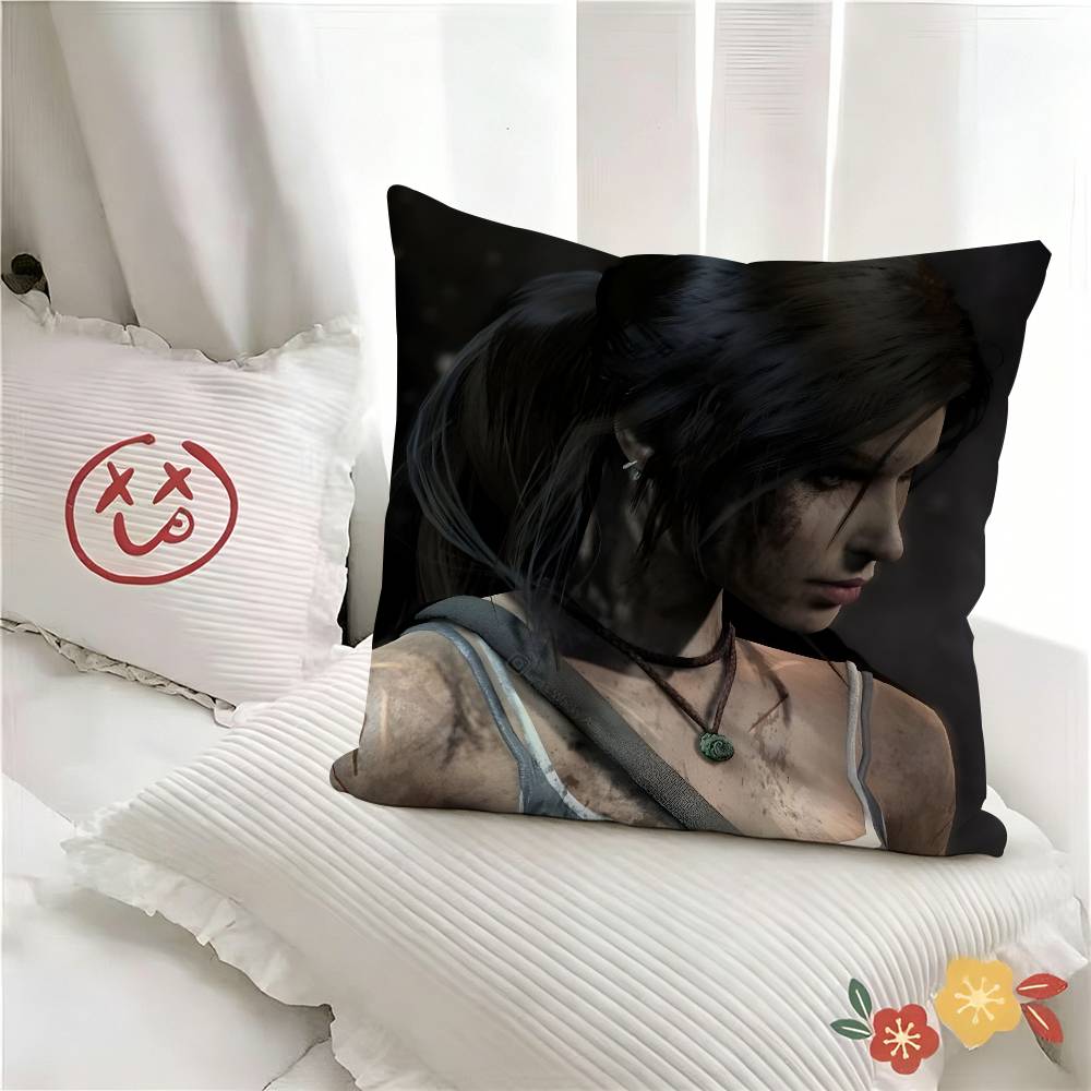 pc Tomb Raider Game LaraCroft Movie Pillow Case Fashion Square Pillowcase Bedroom Sofa Room Ins Decoration Leisure