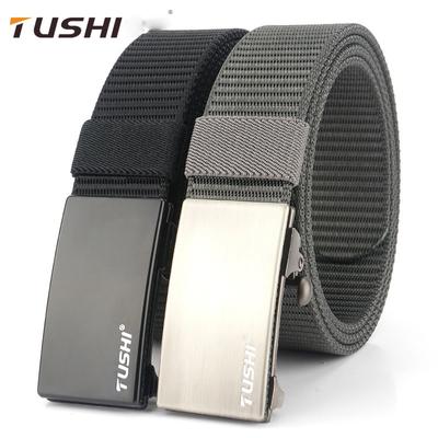 New Men'S Commuting Belt With Automatic Buckle Nylon Waistband, Outdoor Leisure Versatile Double-Layer Thick Belt