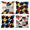 Abstraktní B-Bauhaus Geometrický povlak na polštář Povlak na polštář proti roztočům Neviditelný zip hedvábný krátký plyš Potah na polštář na pohovku