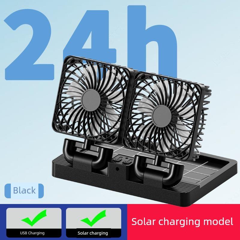 New Mini Fan Portable 5V Truck USB Universal Interface Dual-Head Solar-Powered Car Fan