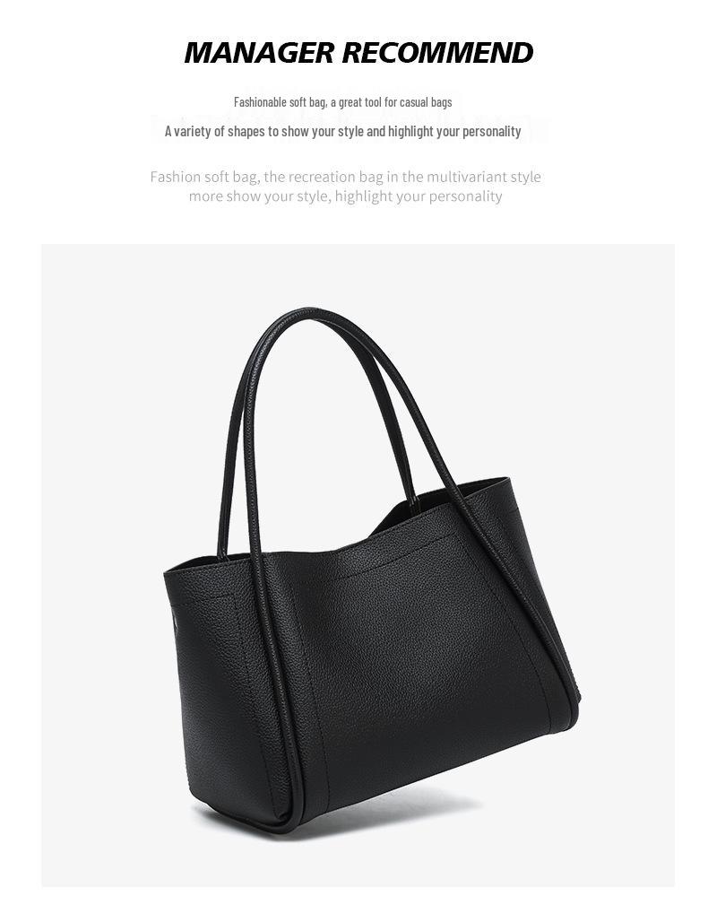 Women's High-End Soft Leather Tote Bag - Large Capacity, Small Niche Design for Commuting
