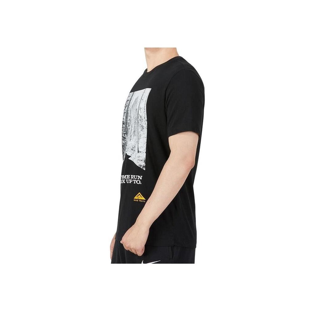 Nike Landscape Letter Print Crew Neck Straight Short Sleeve T-Shirt Men Tops Black DM5434-010