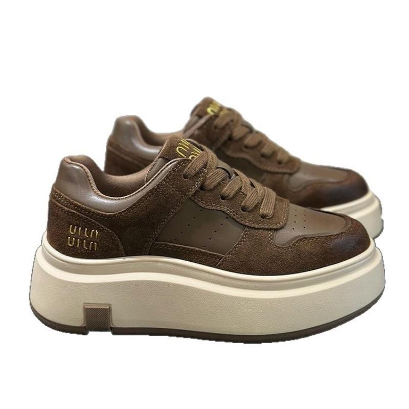 Light luxury retro leather high-top shoes women's shoes autumn and winter new velvet platform casual sports velvet board shoes