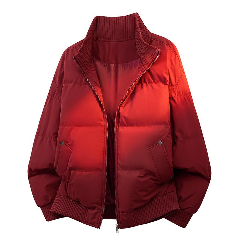 Unisex Winter Stand Collar Padded Cotton Jacket Rib Cuff Warm Zipper Short Coat Couple Loose Casual Outerwear for Men Women