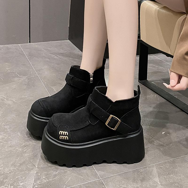 Fashion 2025 New Women Platform Ankle Boots Suede Flats Fashion Shoes Woman Trend Winter Designer Walking Warm Casual Femme Snow Botas