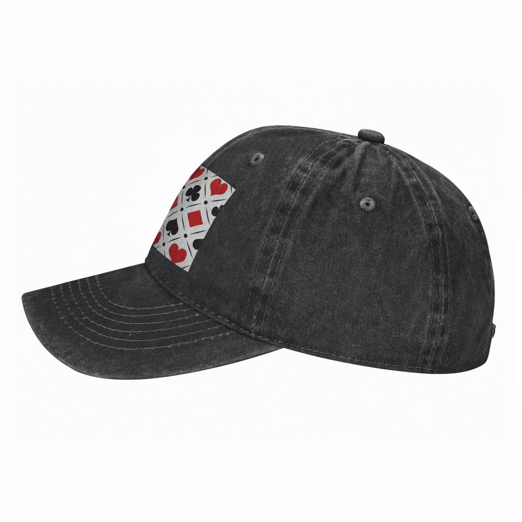 Playing card suits symbols Washed Denim Cap Casual Baseball Caps Adjustable Hat Summer Unisex Baseball Hats
