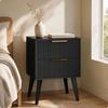 Bamboo Bedside Cabinet Nightstand Sustainable FloorStanding with Two Drawers for