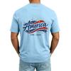 Men V Neck Short Sleeve T Shirt with Printed Pocket Relaxed Fit Lightweight Casual Top for Daily Wear