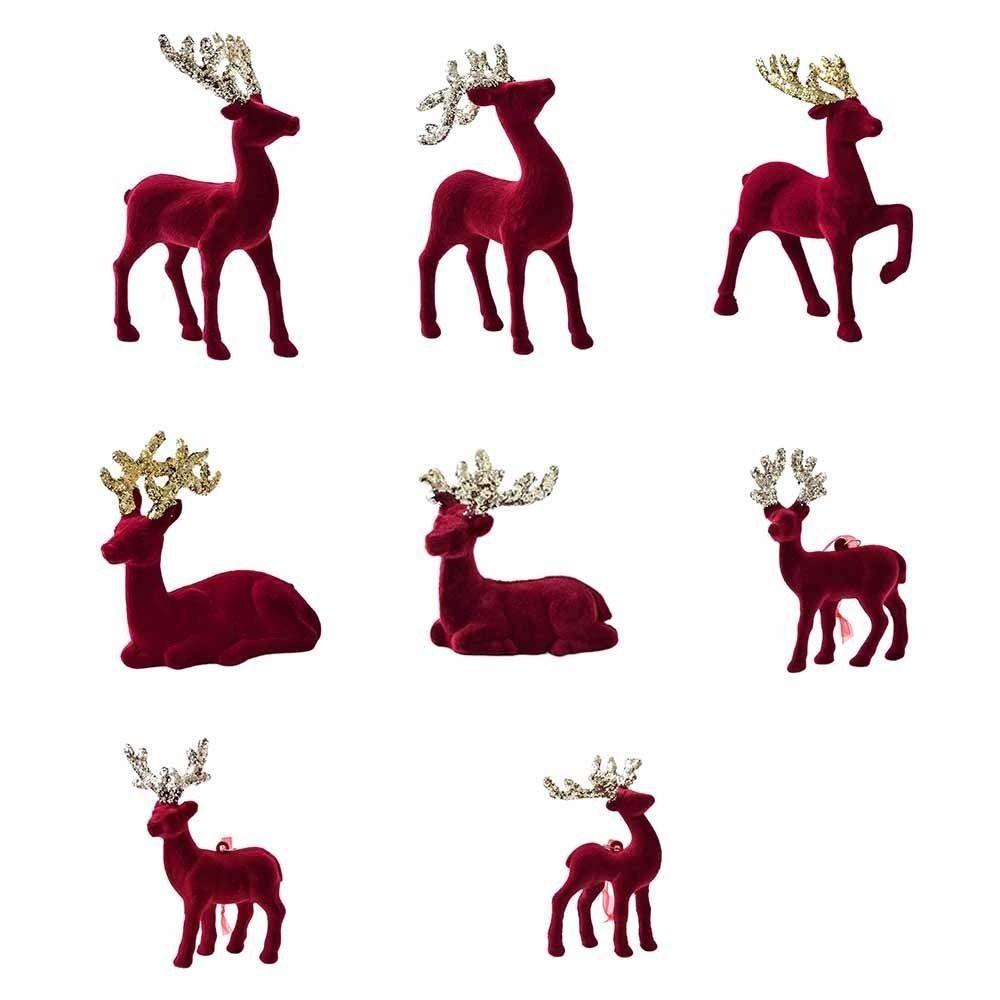 Wine Red Christmas Reindeer Ornaments Hanging  Pendant Elk Ornament Deer Ornaments  Xmas Party