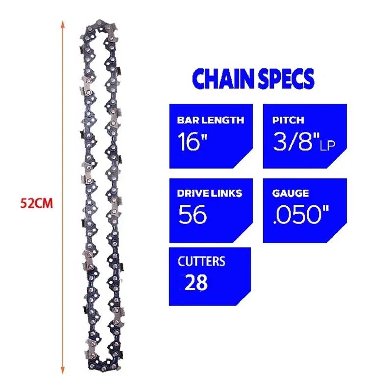 10/12/14/16 Inch Metal Chainsaw Chain 3/8"LP 40/45/50/52/55/56/59 Drive Links 0.050"Gauge For Electric Chain Saw Accessories