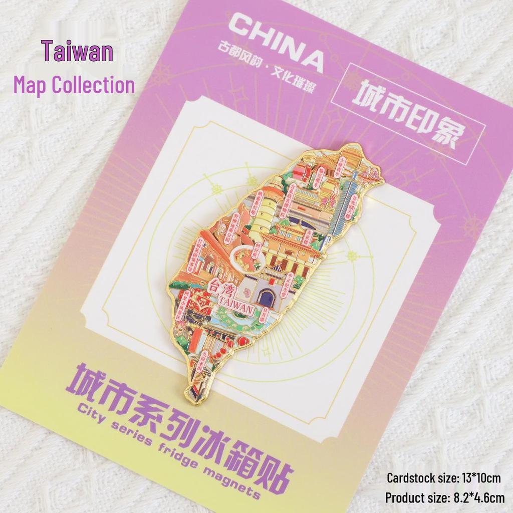 Taiwan Kultureller Metall Kühlschrankmagnet: Austernomelett, Taipei 101 & Jiufen Souvenir