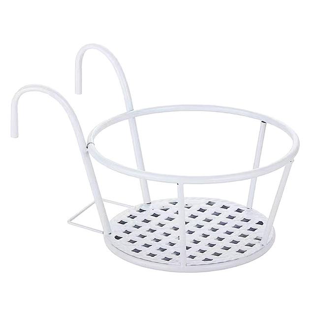 Iron Art Hanging Baskets Flower Pot Balcony Plant Round Racks Railing Fence Outdoor Window Bonsai Home Garden Decoration