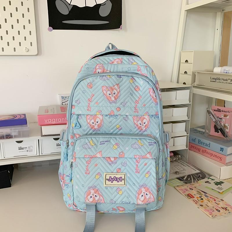 Grade 3-6 Schoolbag for Girls Fox Print Backpack Children Lightweight Backpack