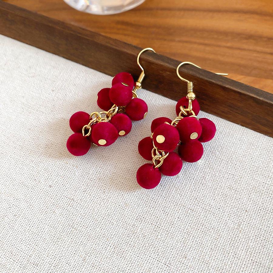 Серьги-кисточки Ancola Red Flocked Round - Ретро-минимализм, Универсальные и Элегантные.