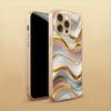 Funda de Teléfono de Vidrio Templado con Patrón de Piedra de Mármol y Pintura Metálica Dorada para iPhone 11 12 13 14 15 16 17 Pro Max Plus 17Air 16E