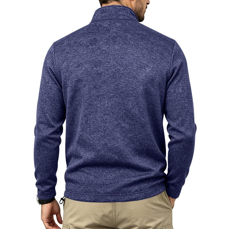 Men Casual Quarter Zip Fleece Sweatshirt Stand Collar Long Sleeve Pullover Outdoor Workout Daily Tops